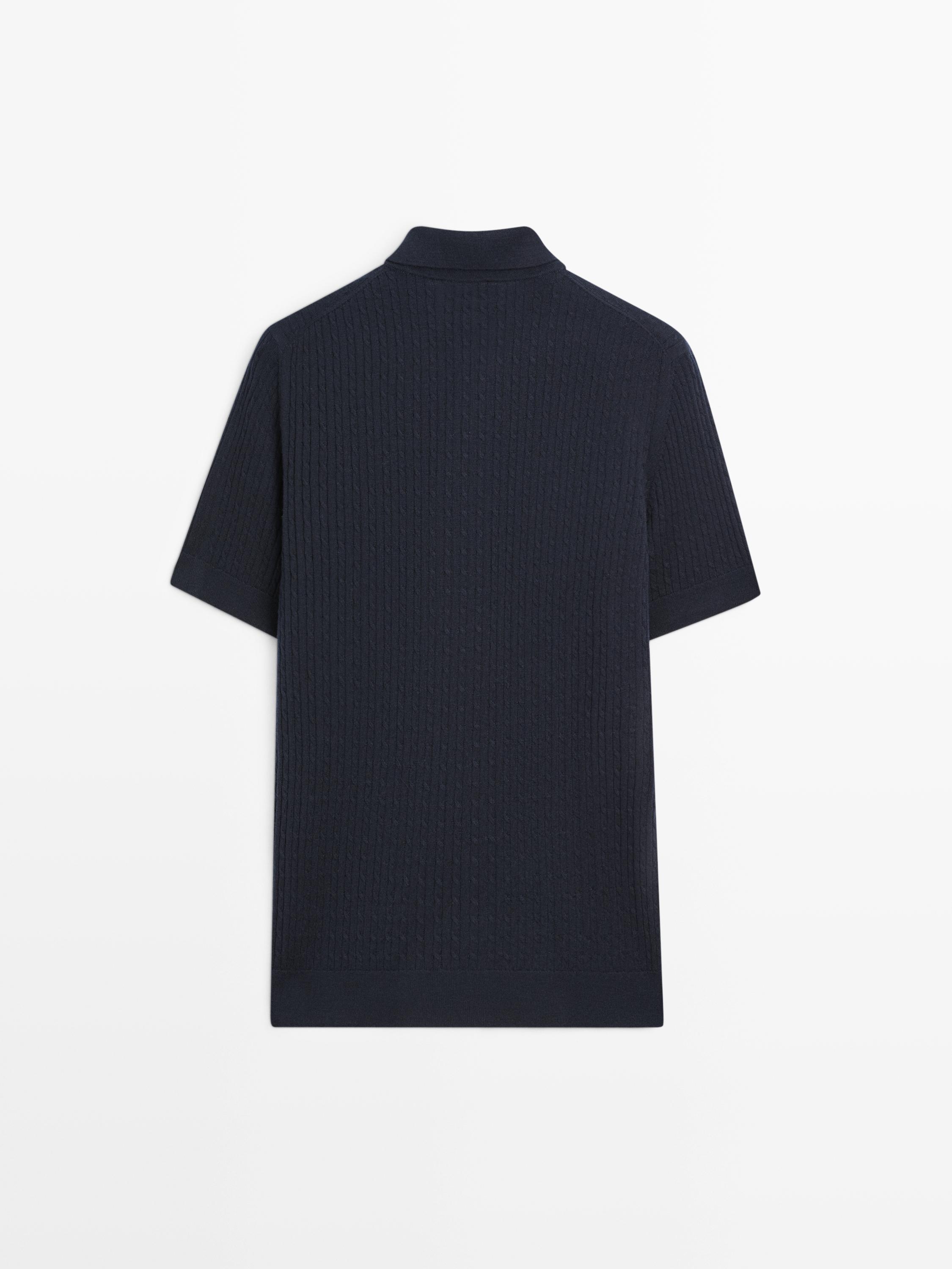 Pull polo en maille de laine mérinos